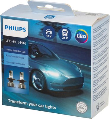 Лампа автомобильная LED (H4 12v/24v 21w P43T к-т 2шт) (PHILIPS) 11342UE2X2