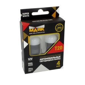 Лампа LED W21W 12V 3W W3x16d Super White 2шт (МАЯК) 12T20BLK102BL