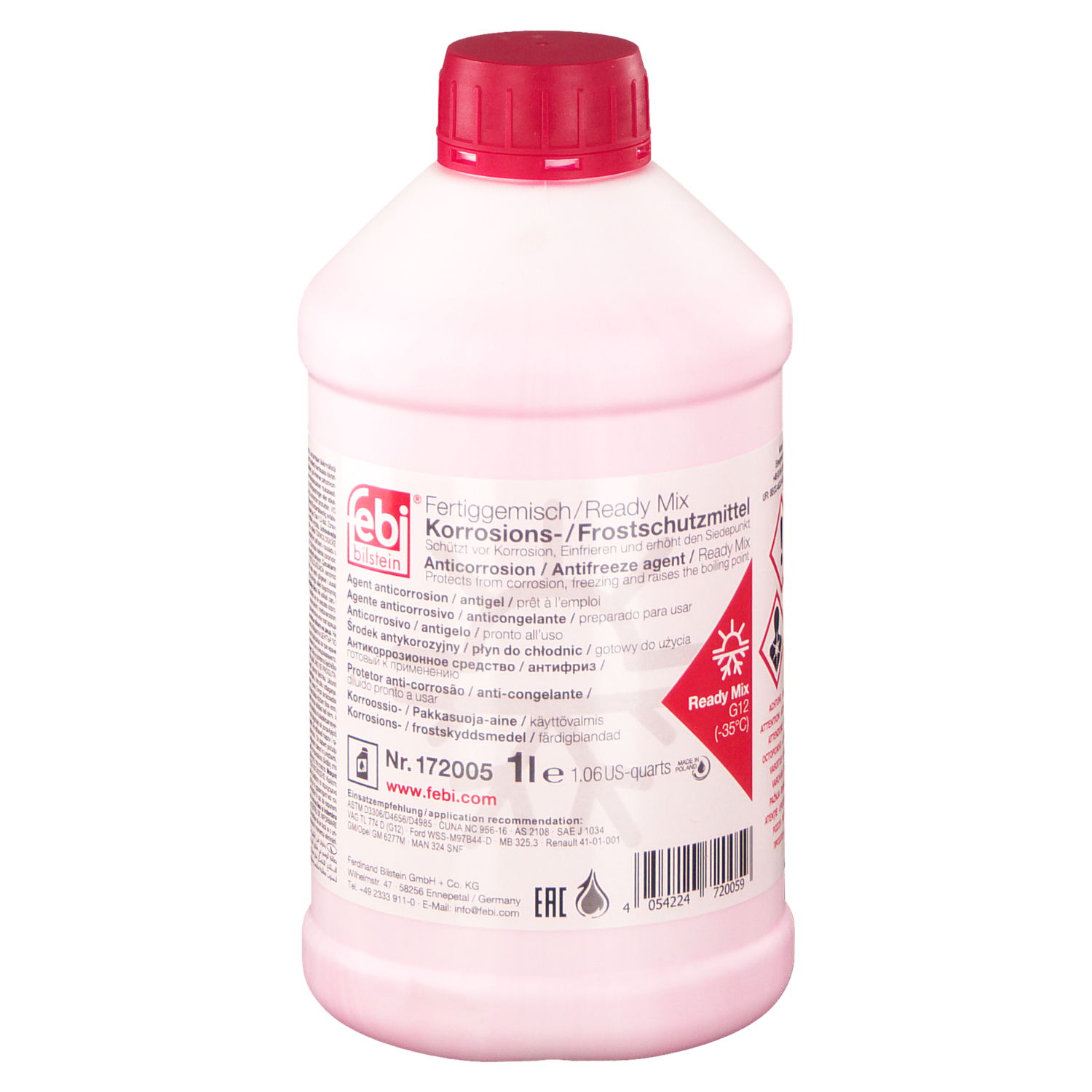 Антифриз G12 (-35°C готовый к применению) (1л) (FEBI) 172005
