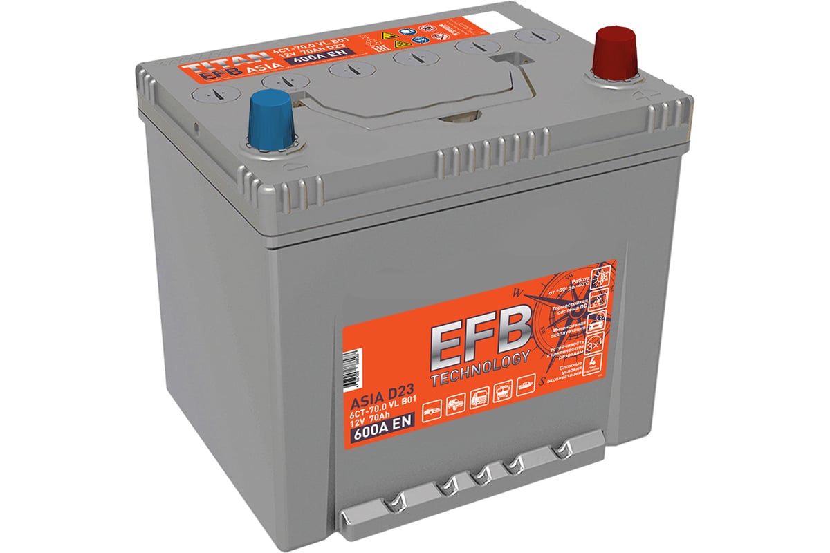 Asia EFB 70Ah 600А EN о.п  (TITAN) 4607008888188