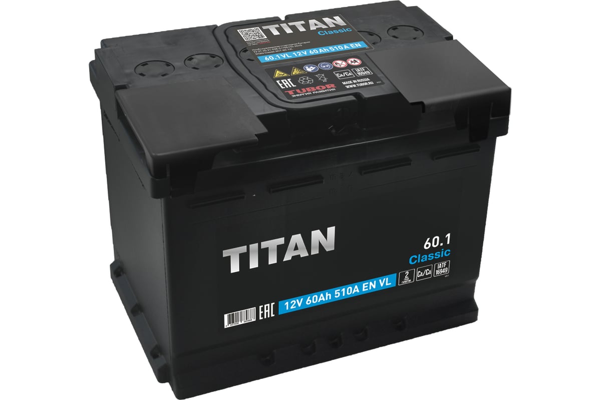 Classic 12V 60Ah 510A EN п.п (TITAN) 4607008889888