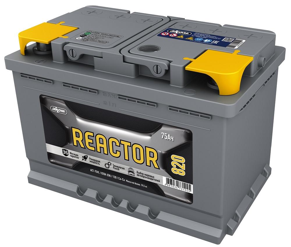 REACTOR 12V 75Ah 820A EN о.п (АКОМ) AKOM 4607034730123