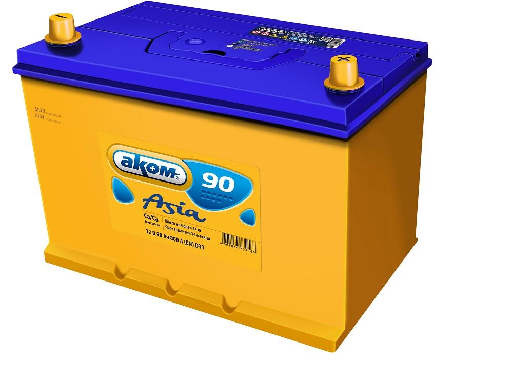 Asia 12V 90Ah 800A EN п.п (AKOM) 4607034731168