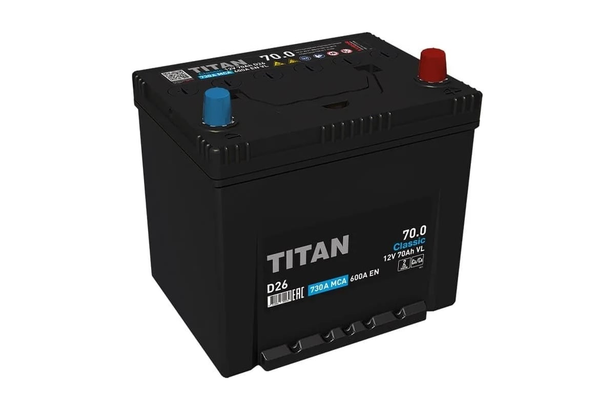 Classic 12V 70Ah 600А EN asia о.п (TITAN) 4610082700239