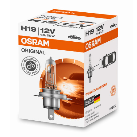 Лампа накаливания галогенная (H19 12V 60/55W PU43T-3) (OSRAM 64181L