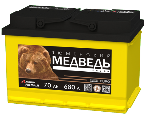 Стандарт 12V 70Ah 680A о.п (Тюменский МЕДВЕДЬ) 6CT70VLA
