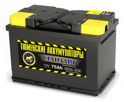 Стандарт 12V 75Ah 660A EN о.п (TYUMEN BATTERY) ТЮМЕНЬ 6CT75LR