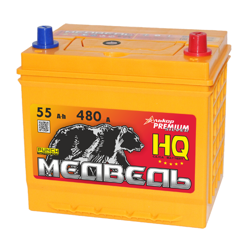 Asia 12V 55Ah 480A о.п (МЕДВЕДЬ) 6СТ55VLA Asia65B24L