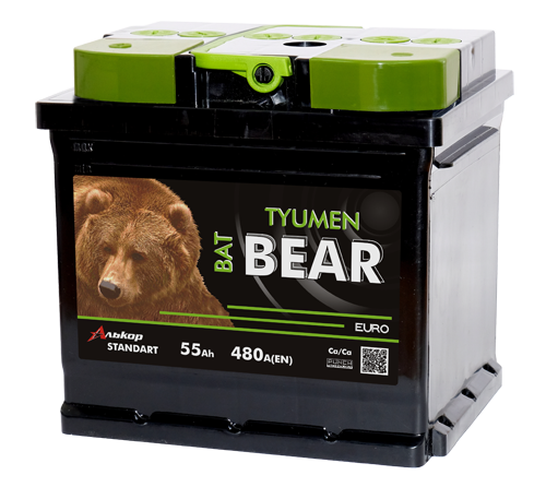 Кубик 12V 55Аh 480A о.п (TYMEN BEAR) 6СТ55VLAR