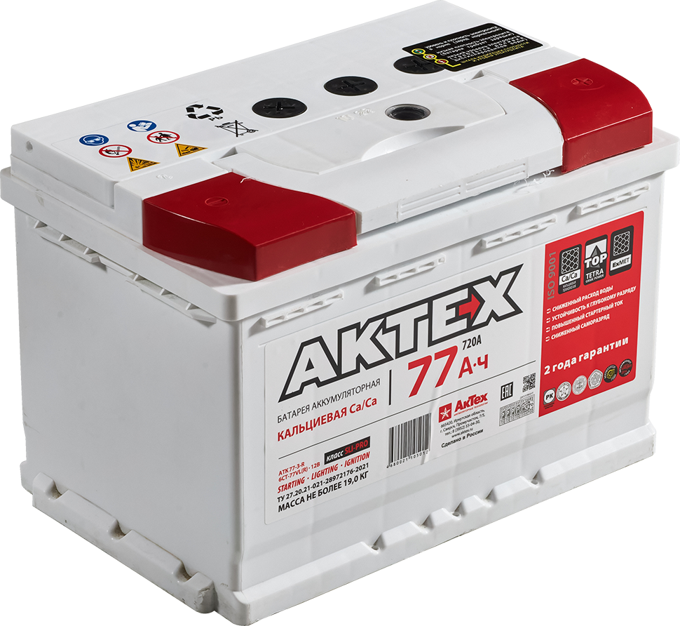Стандарт 12V 77Ah 720A EN о.п (AKTEX) ATK773R