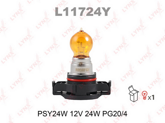 Лампа накаливания PSY24W 12V 24W PG20/4 Желтый (LYNXauto) L11724Y