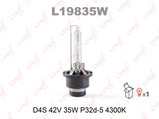 Лампа газоразрядная D4S 42V 35W P32D-5 4300K (LYNXauto) L19835W