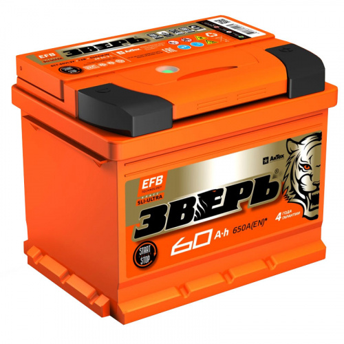 Стандарт 12V 60Ah 640A EFB о.п (ЗВЕРЬ) AKTEX ZVEFB60ЗR