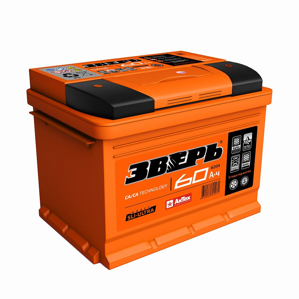 Стандарт 12V 60Ah 620A EN п.п (ЗВЕРЬ) ZVK603L