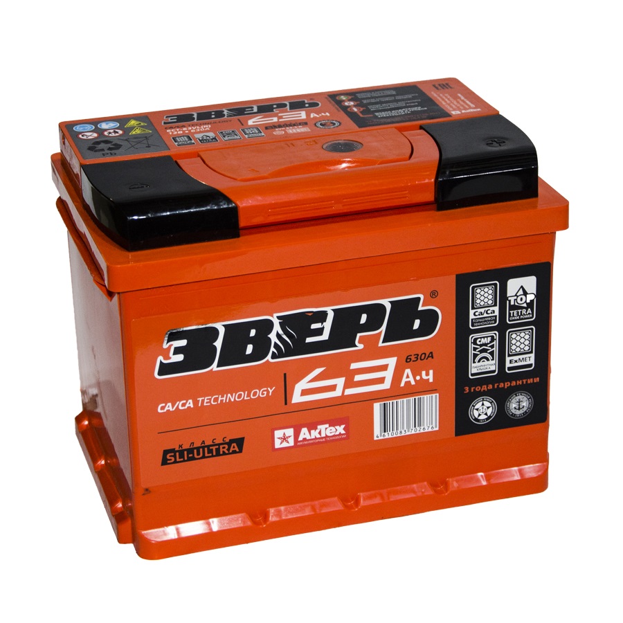 Стандарт 12V 60Ah 620A EN о.п (ЗВЕРЬ) AKTEX ZVK603R